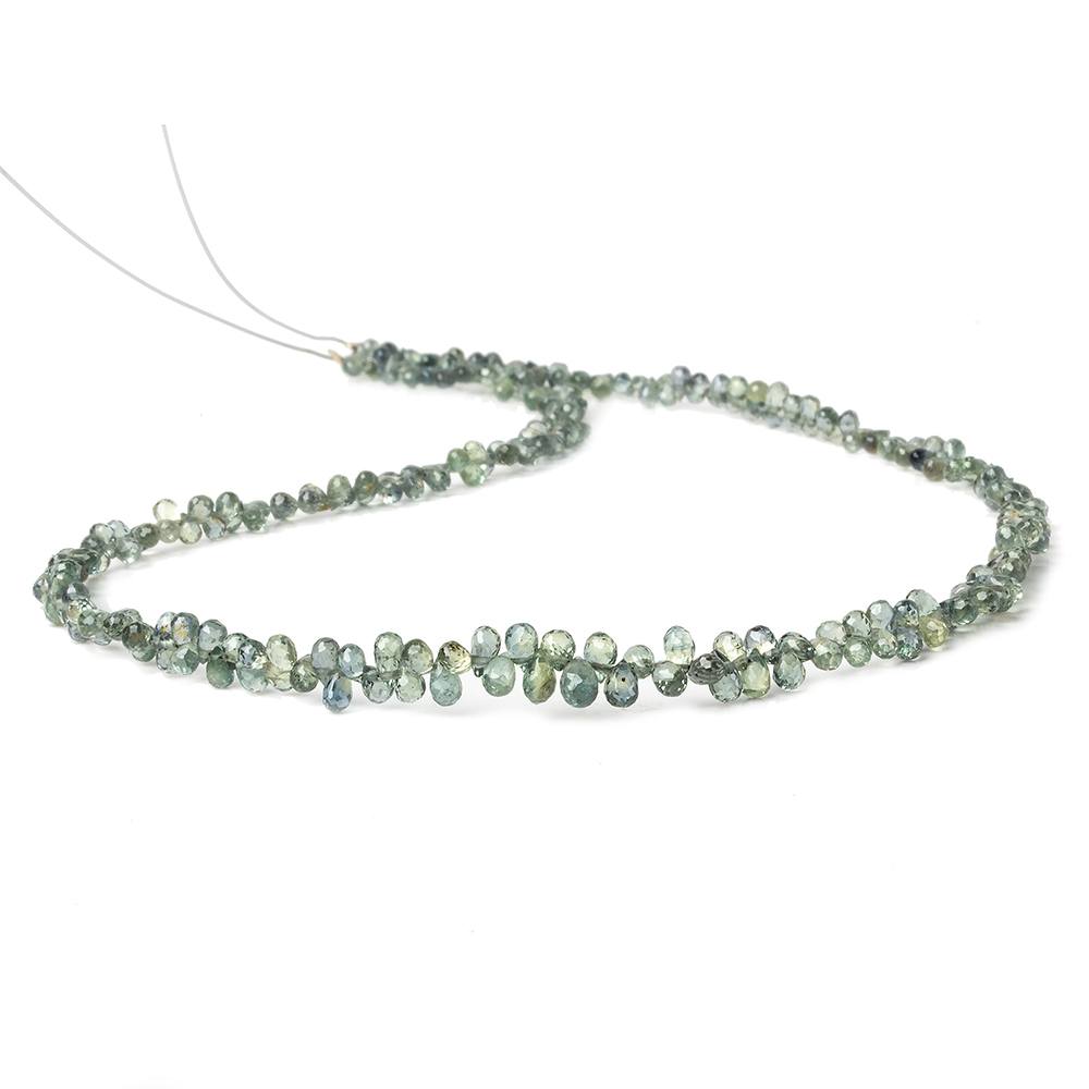 3x2-4x3mm Green Sapphire Micro Tear Drop Briolette 15 inch 160 pieces - Beadsofcambay.com