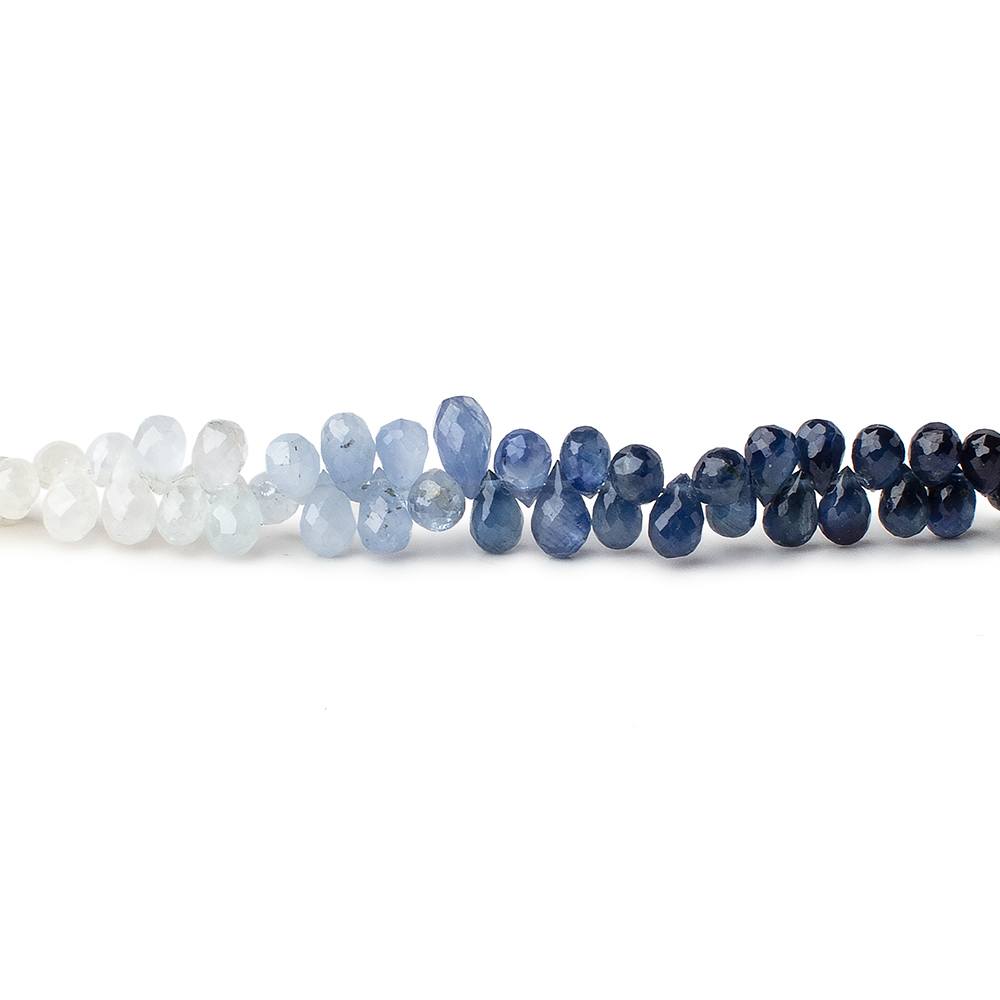3x2-5x3mm Blue and White Sapphire Faceted Tear Drop Beads 7.5 inch 140 pcs - Beadsofcambay.com
