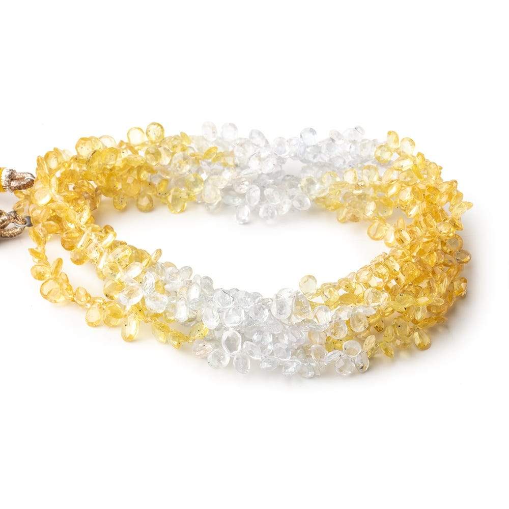 3x2-5x3mm Yellow and White Sapphire Faceted Pear Beads 15 inch 238 pcs - Beadsofcambay.com