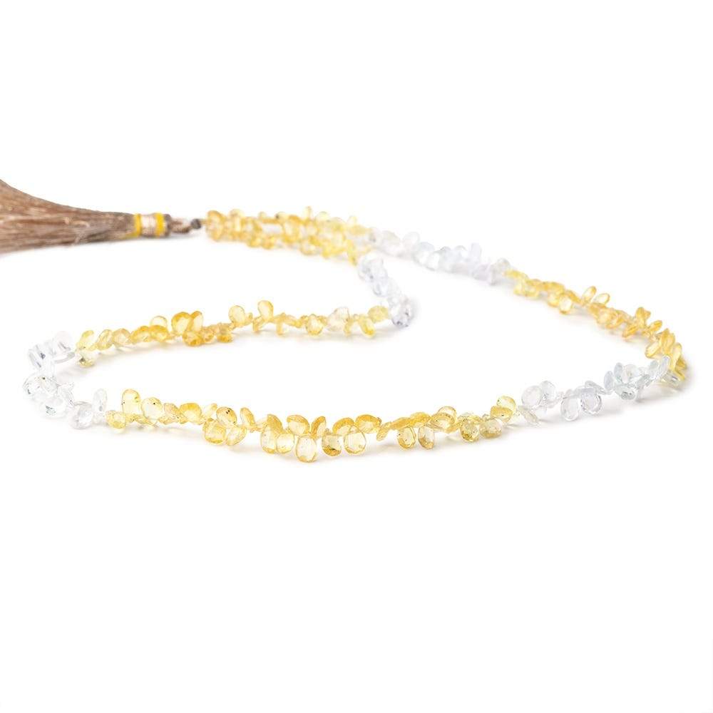 3x2-5x3mm Yellow and White Sapphire Faceted Pear Beads 15 inch 238 pcs - Beadsofcambay.com