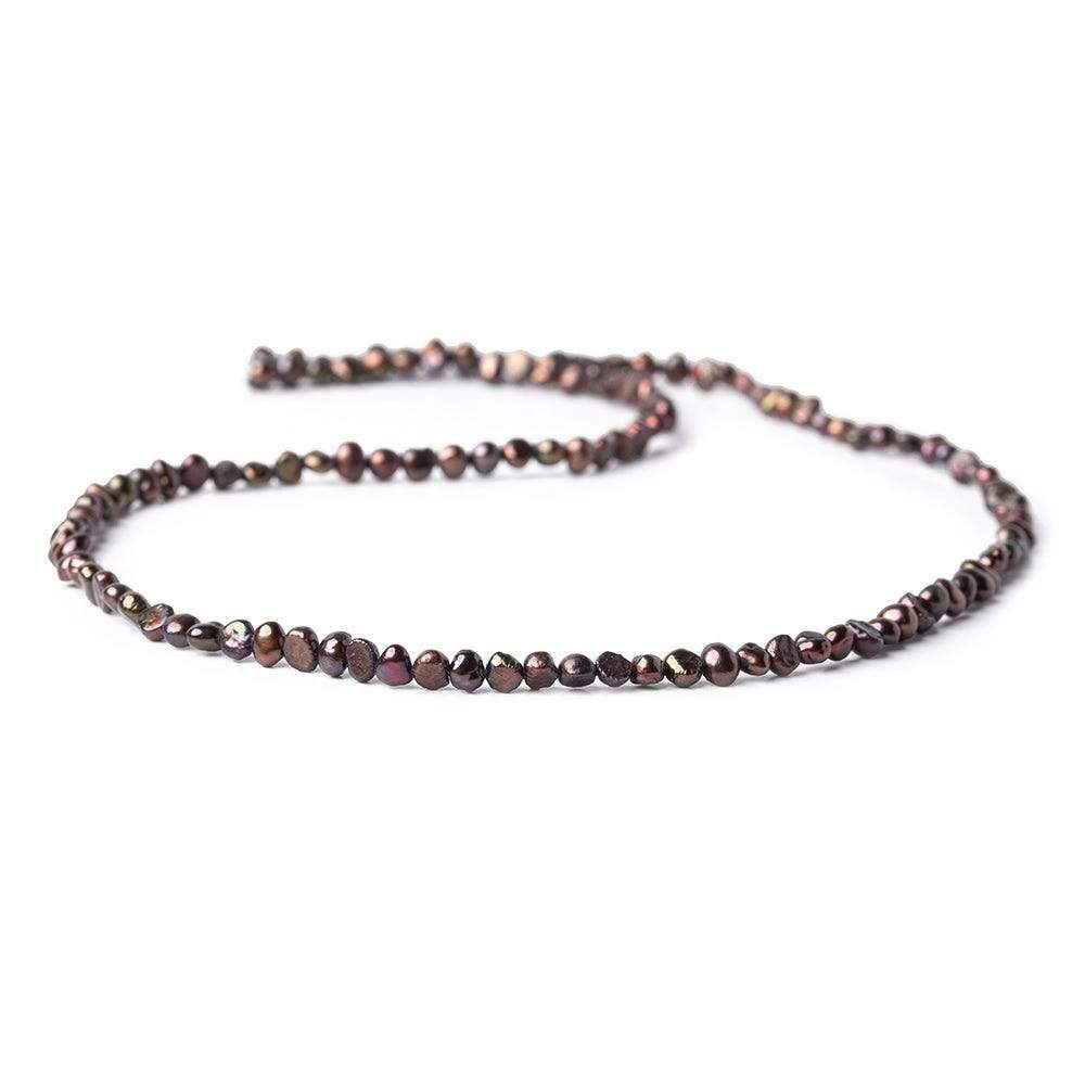 3x2mm Chocolate Side Drilled Baroque Freshwater Pearl 15 inch 140 pcs - Beadsofcambay.com