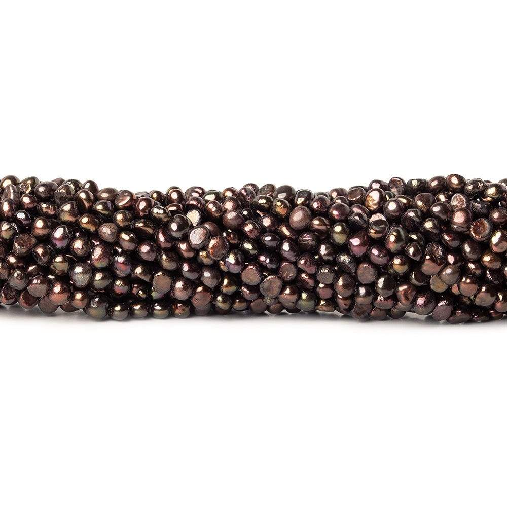 3x2mm Chocolate Side Drilled Baroque Freshwater Pearl 15 inch 140 pcs - Beadsofcambay.com