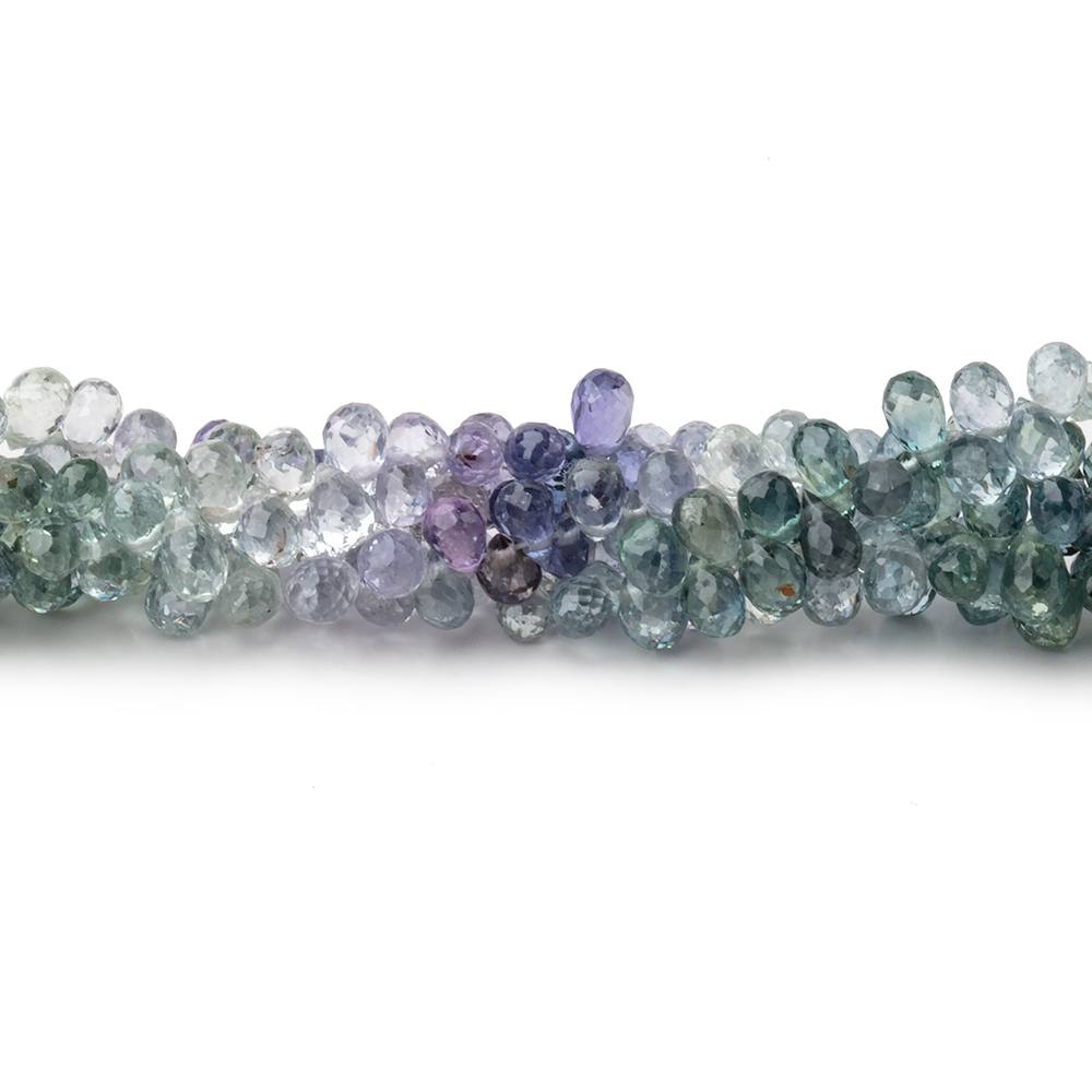 3x2mm Multi Color Sapphire Faceted Tear Drop Beads 8 inch 152 pieces - Beadsofcambay.com