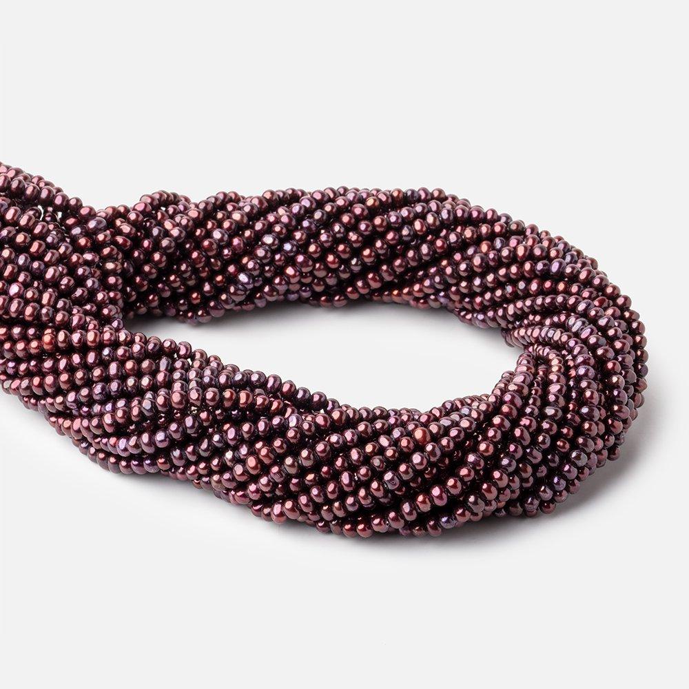 3x2mm Raspberry Side Drilled Off Round Freshwater Pearls 15.5 inch 150 pieces - Beadsofcambay.com