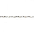 3x2mm White Baroque Freshwater Pearl Black Gold plated Chain by the foot - Beadsofcambay.com