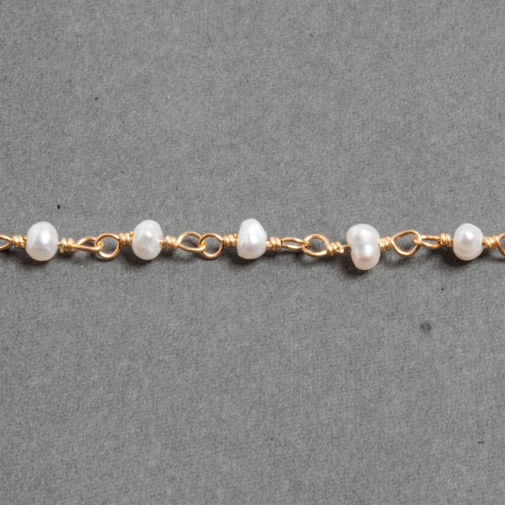 3x2mm White Baroque Freshwater Pearls Vermeil Chain by the foot 40 beads - Beadsofcambay.com