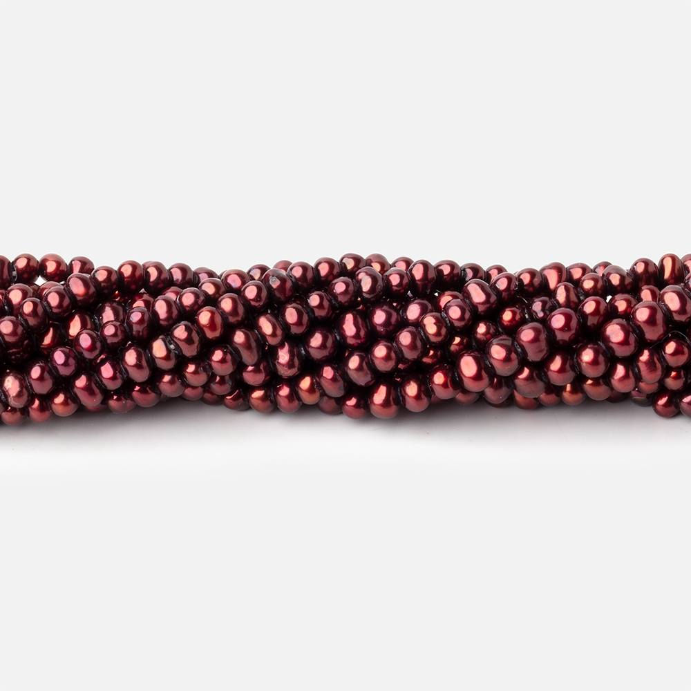 3x2mm Wine Red Off Round Freshwater Pearls 15 inch 172 pieces - Beadsofcambay.com