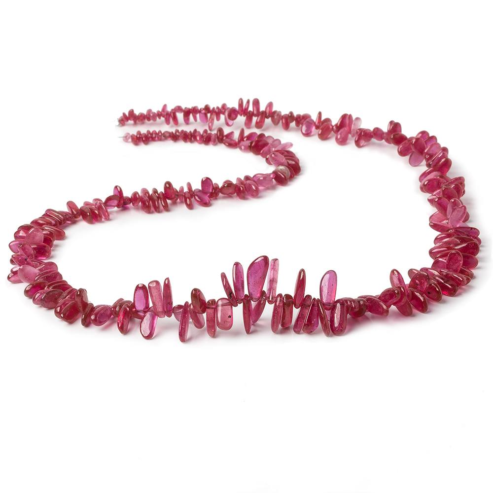 3x3-13x4mm Ruby Top & Front Drilled Plain Nuggets 18 inches 265 beads Glass Filled - Beadsofcambay.com