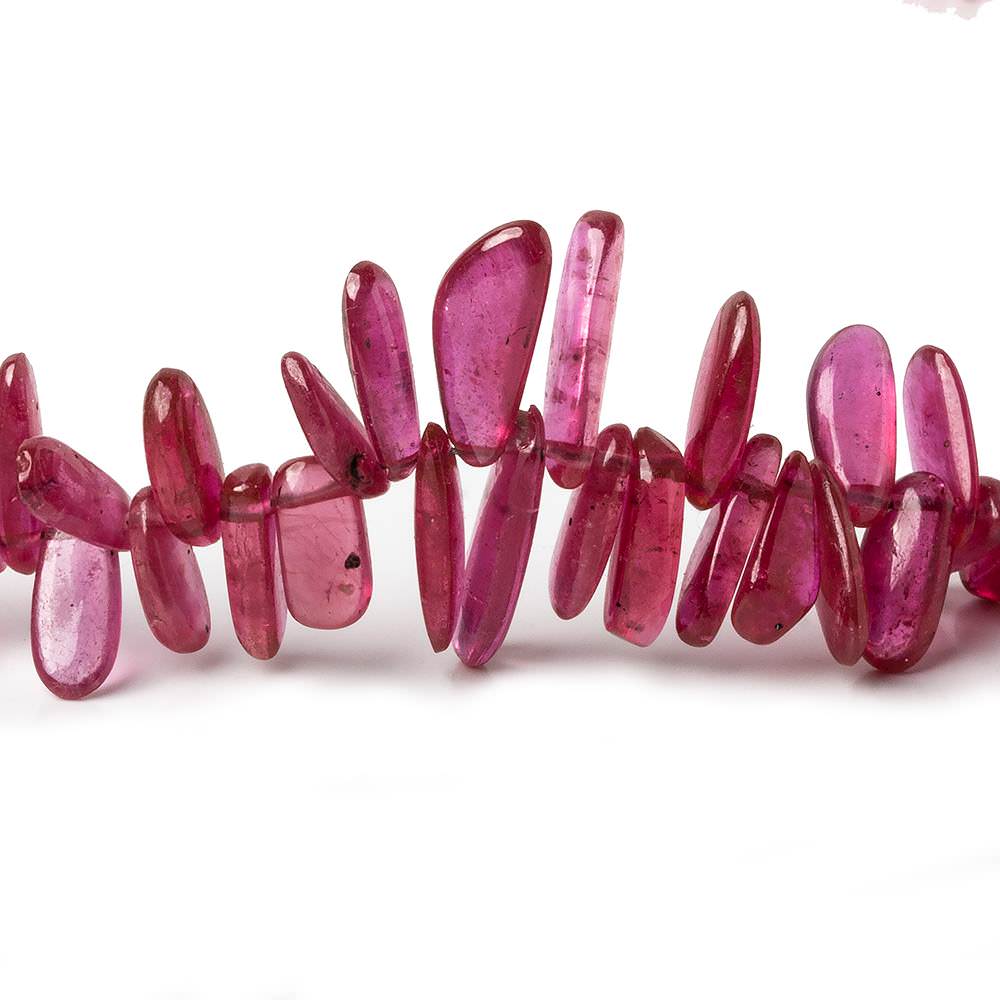 3x3-13x4mm Ruby Top & Front Drilled Plain Nuggets 18 inches 265 beads Glass Filled - Beadsofcambay.com