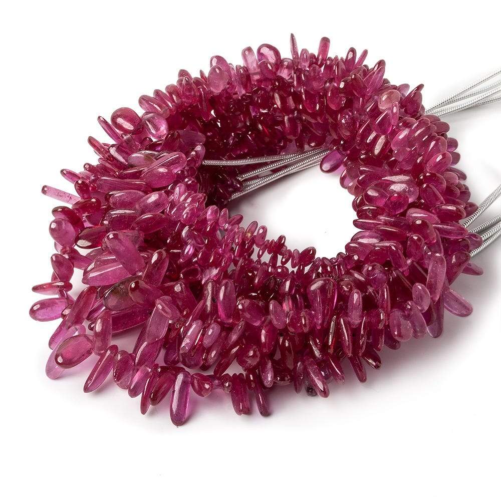 3x3-13x4mm Ruby Top & Front Drilled Plain Nuggets 18 inches 265 beads Glass Filled - Beadsofcambay.com