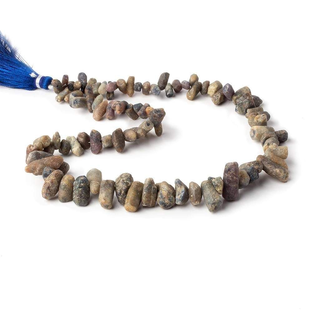 3x3-16x6mm Blue Gray Sapphire Unpolished Natural Crystal Beads 14 inch 94 pcs - Beadsofcambay.com