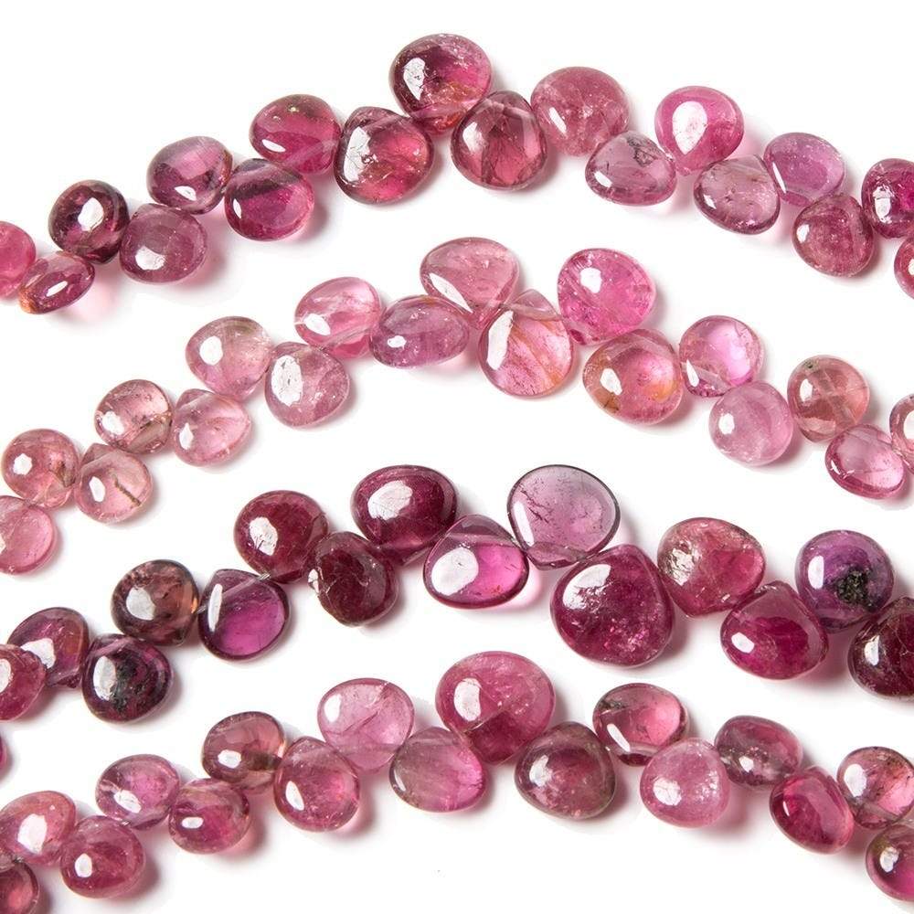3x3-8x8mm Pink Tourmaline plain heart beads LOT of 3 Strands ~ 188 pieces - Beadsofcambay.com