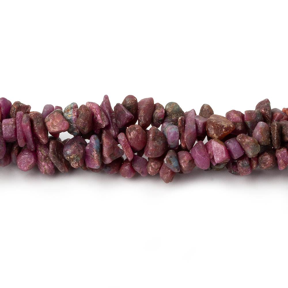 3x4-5x3mm Matte Ruby in Zoisite center drilled Natural Crystals 7.5 inch 78 beads - Beadsofcambay.com