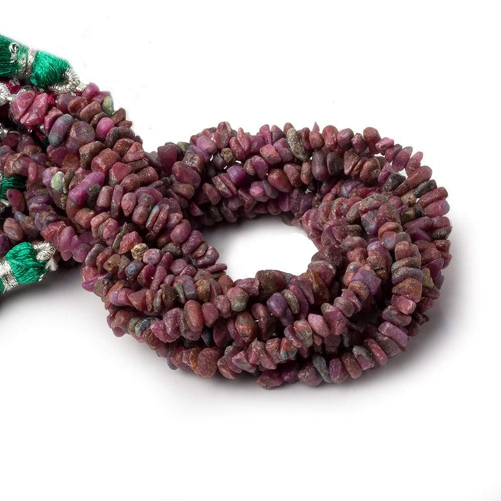 3x4-5x3mm Matte Ruby in Zoisite center drilled Natural Crystals 7.5 inch 78 beads - Beadsofcambay.com