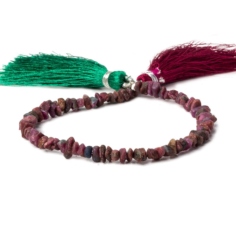 3x4-5x3mm Matte Ruby in Zoisite center drilled Natural Crystals 7.5 inch 78 beads - Beadsofcambay.com