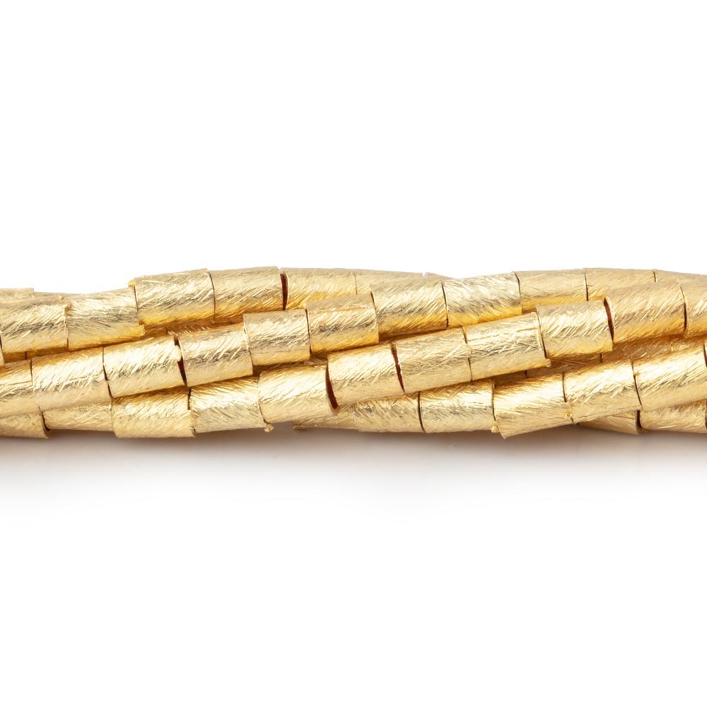 3x4mm 22kt Gold Plated Copper Brushed Tube Beads 8 inch 50 pieces Large Hole - Beadsofcambay.com