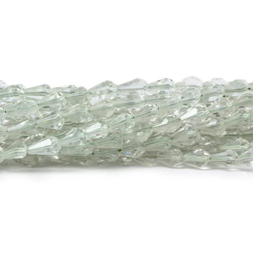 3x5mm-5x3mm Prasiolite Beads Straight Drilled Faceted Tear Drop 90 pieces - Beadsofcambay.com