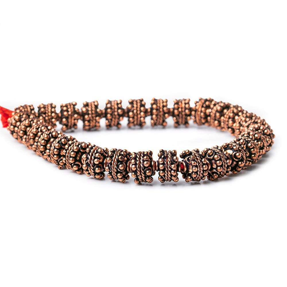 3x9x9mm Antiqued Copper Bead Cap with Bali Granulated Design 8 inch 56 pcs - Beadsofcambay.com