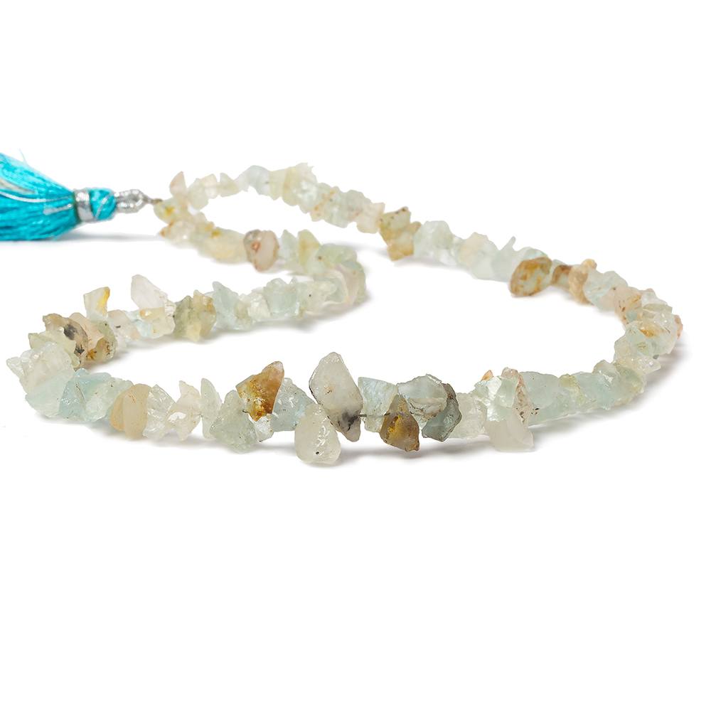 4-10mm Aquamarine & Helidor Natural Crystal Beads 14 inch 128 beads - Beadsofcambay.com