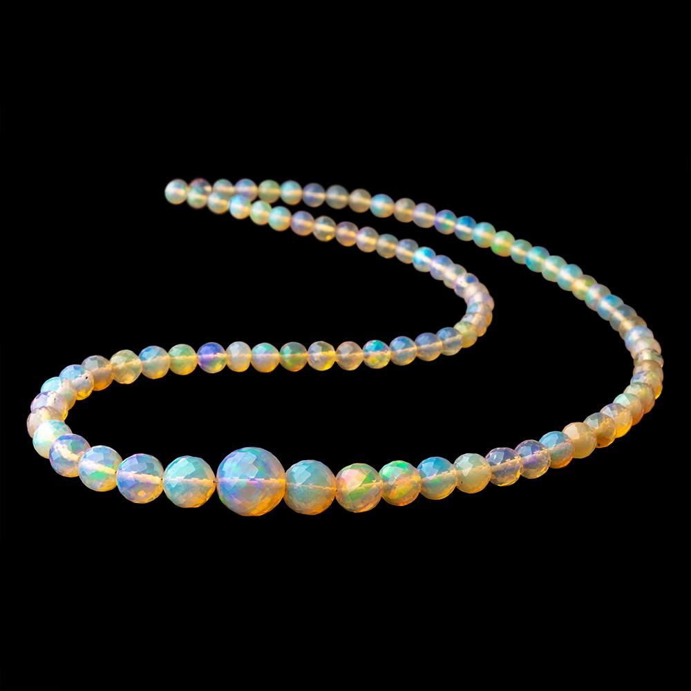 4-10mm Ethiopian Opal Faceted Round Beads 16.5 inch 88 pieces AAA - Beadsofcambay.com