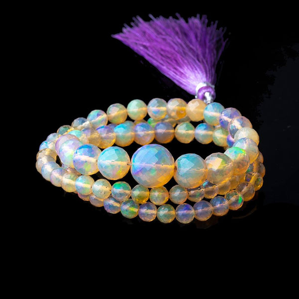 4 10mm Ethiopian Opal Faceted Round Beads 16.5 inch 88 pieces AAA
