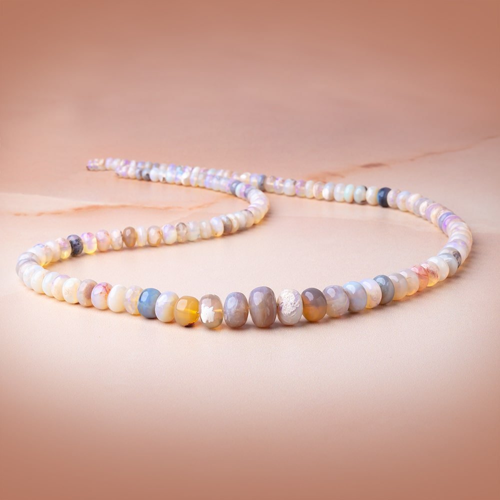 4-11.5mm Australian Opal Plain Rondelle Beads 20 inch 130 pieces AAA - Beadsofcambay.com