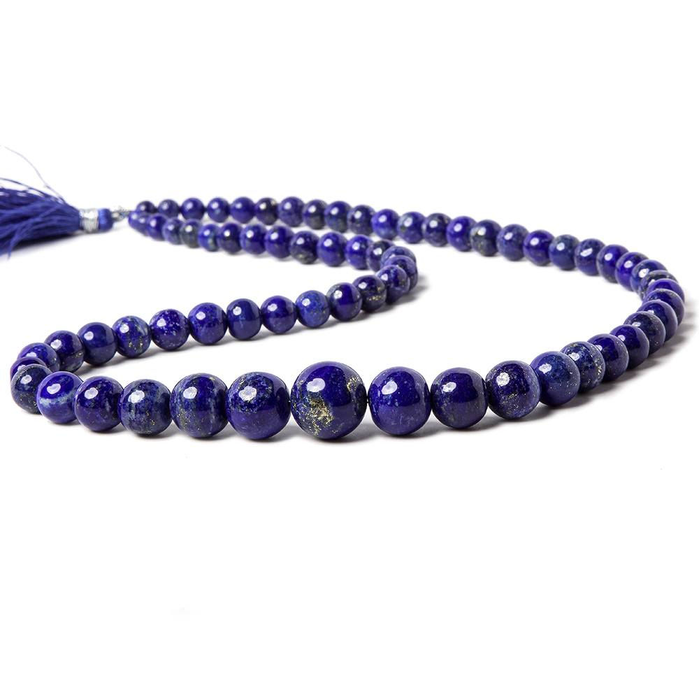 4-12mm Lapis Lazuli Plain Round Beads 18 inch 62 pieces - Beadsofcambay.com