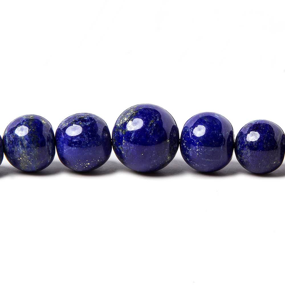 4-12mm Lapis Lazuli Plain Round Beads 18 inch 62 pieces - Beadsofcambay.com