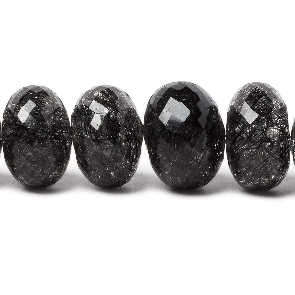 4-15mm Black Tourmalinated Quartz faceted rondelles 20 inch 105 beads AAA - Beadsofcambay.com