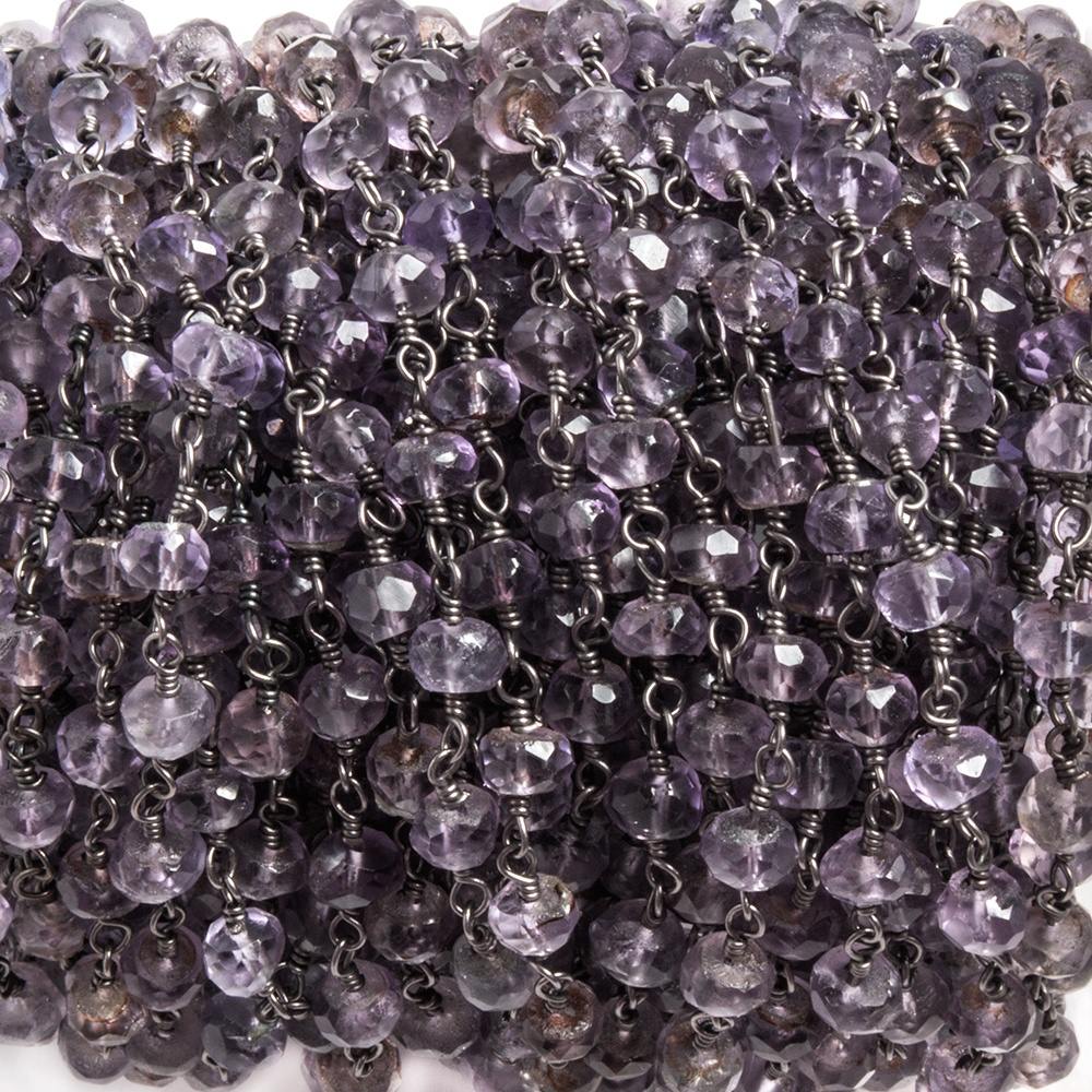 4-4.5mm Amethyst faceted rondelle Black Gold plated Chain by the foot 37 pcs - Beadsofcambay.com