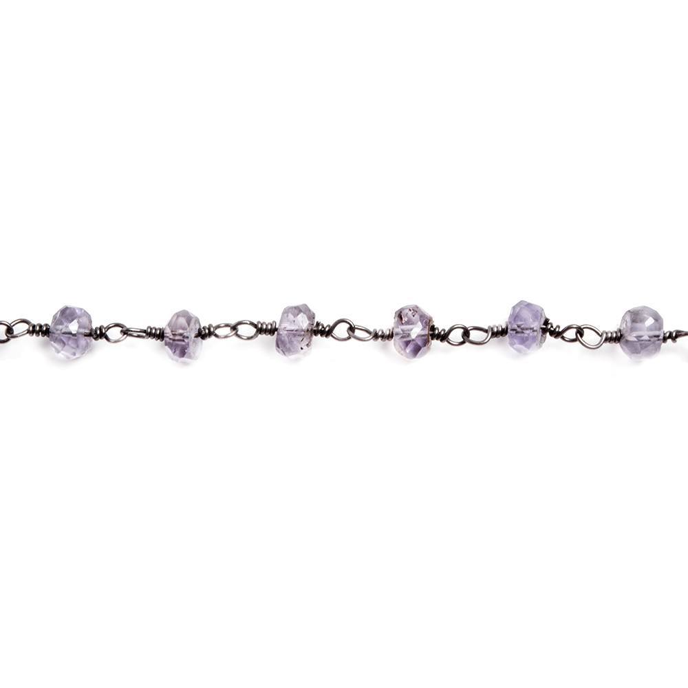 4-4.5mm Amethyst faceted rondelle Black Gold plated Chain by the foot 37 pcs - Beadsofcambay.com