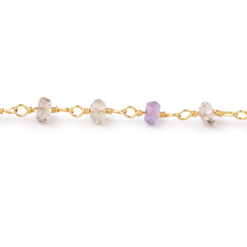4-4.5mm Ametrine Faceted Rondelle Beads on Vermeil Chain - Beadsofcambay.com