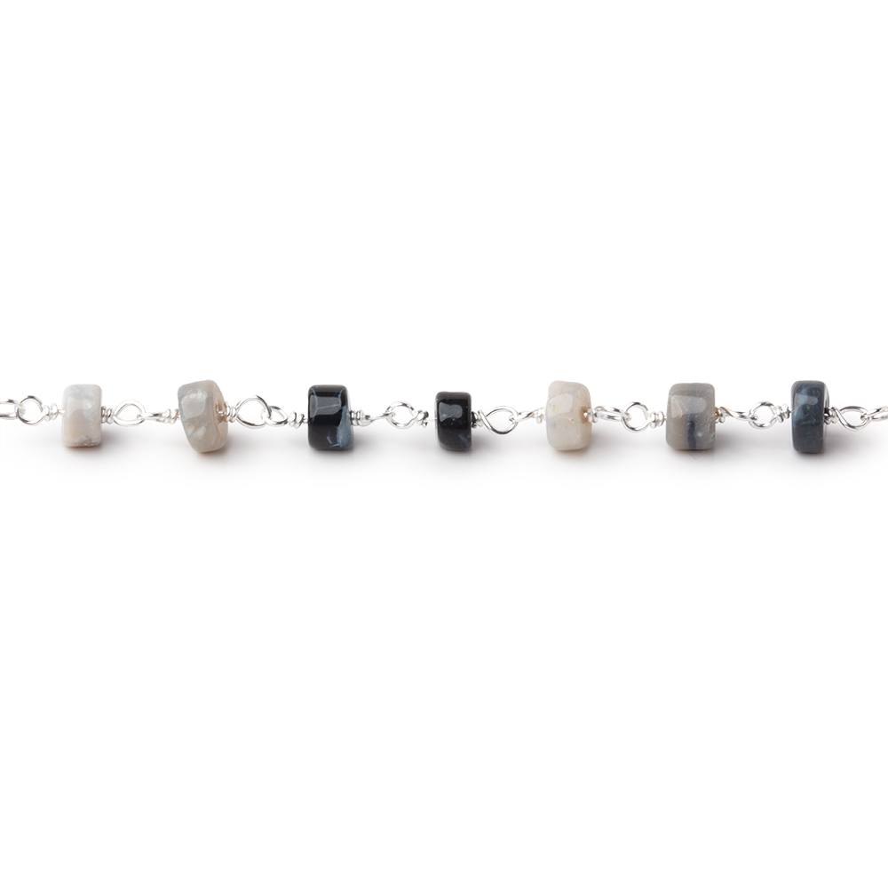 4-4.5mm Australian Opal Plain Heshi Beads on Sterling Silver Chain - Beadsofcambay.com