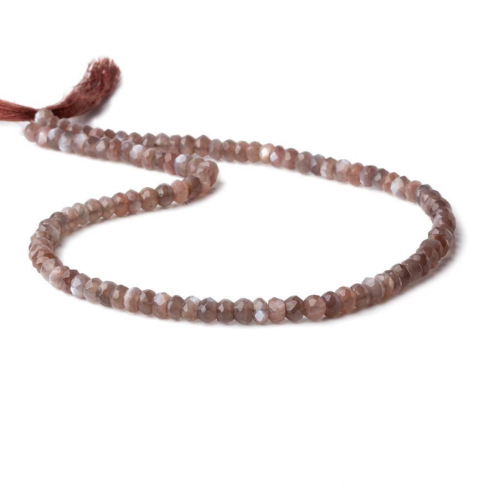 4-4.5mm Chocolate Brown Moonstone faceted rondelles 13 inch 90 beads - Beadsofcambay.com