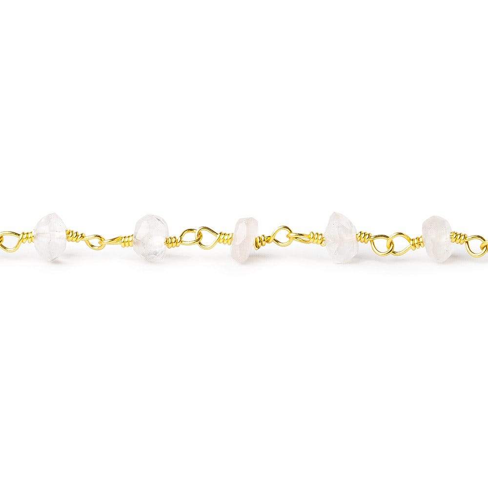 4-4.5mm Crystal Quartz rondelle Gold plated Chain by the foot 38 pieces - Beadsofcambay.com