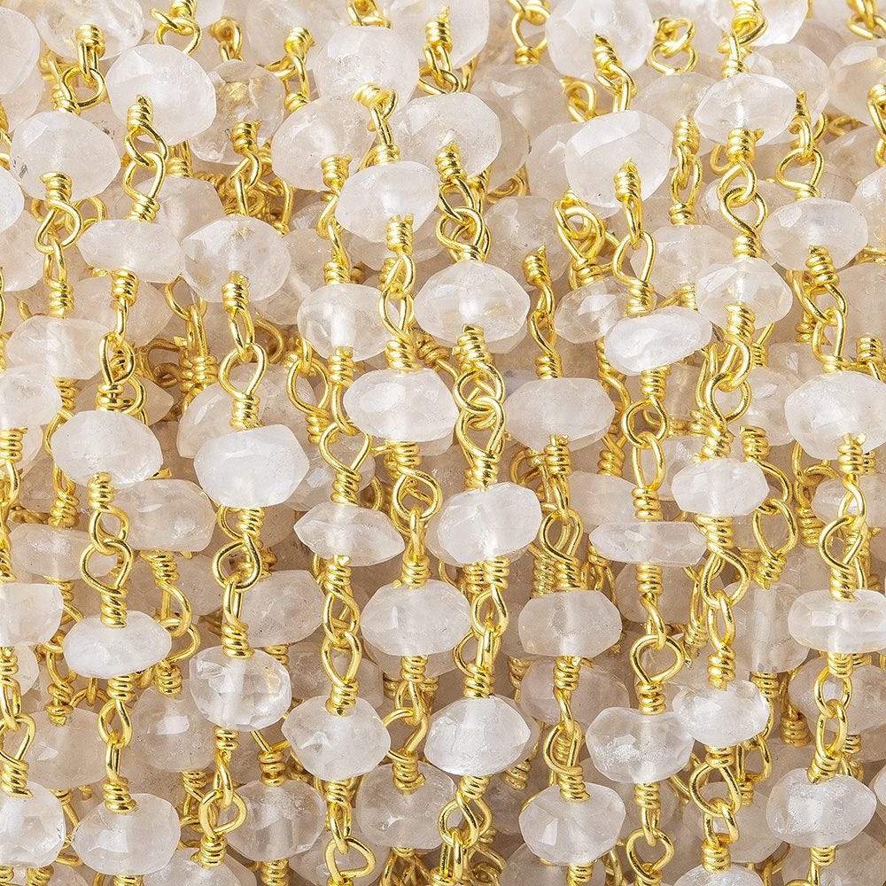4-4.5mm Crystal Quartz rondelle Gold plated Chain by the foot 38 pieces - Beadsofcambay.com