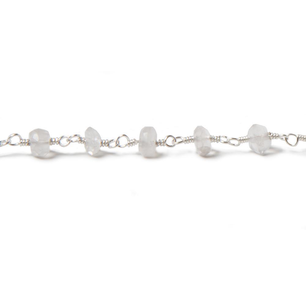 4-4.5mm Crystal Quartz rondelle Silver plated Chain by the foot 38 pieces - Beadsofcambay.com