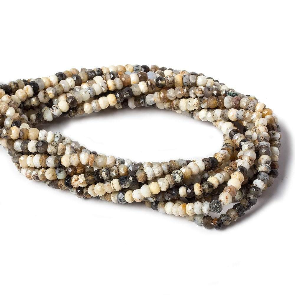 4-4.5mm Dendritic Opal faceted rondelle beads 13 inch 110 pieces - Beadsofcambay.com