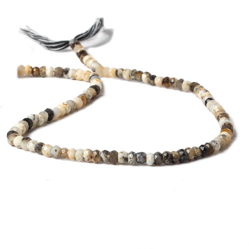 4-4.5mm Dendritic Opal faceted rondelle beads 13 inch 110 pieces - Beadsofcambay.com