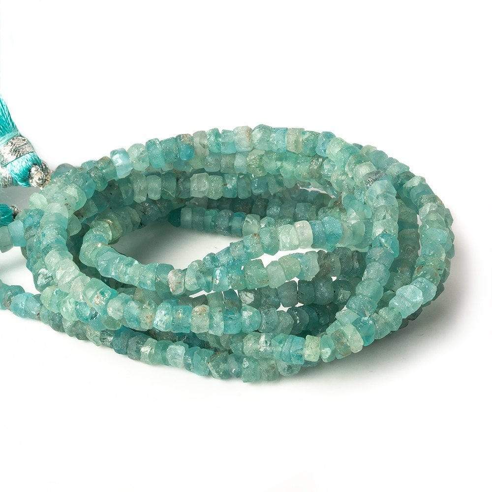4-4.5mm Frosted Apatite Faceted Rondelle Beads 13 inch 136 pieces - Beadsofcambay.com