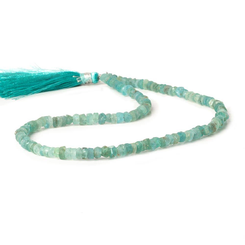 4-4.5mm Frosted Apatite Faceted Rondelle Beads 13 inch 136 pieces - Beadsofcambay.com