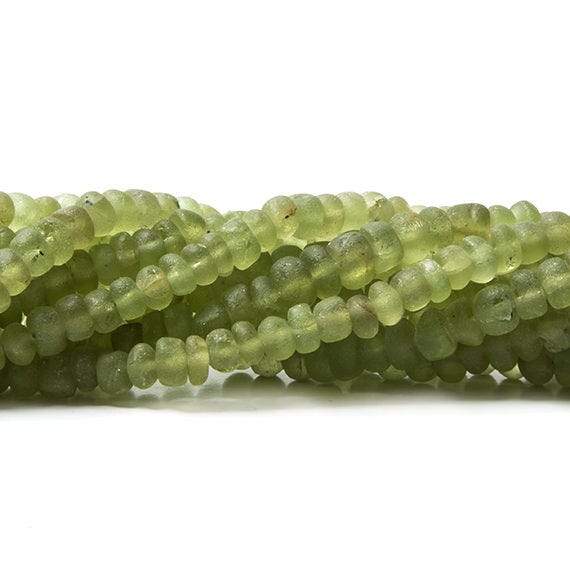 4-4.5mm Frosted Peridot plain rondelle Beads 13 inch 113 pieces - Beadsofcambay.com
