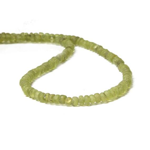 4-4.5mm Frosted Peridot plain rondelle Beads 13 inch 113 pieces - Beadsofcambay.com