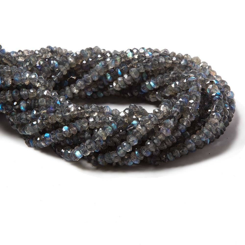 4-4.5mm Labradorite Faceted Rondelle 14 inch 160 pieces - Beadsofcambay.com