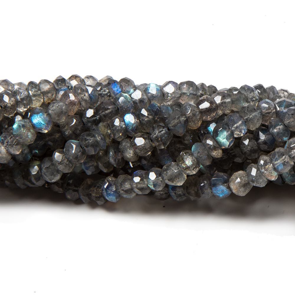 4-4.5mm Labradorite Faceted Rondelle 14 inch 160 pieces - Beadsofcambay.com