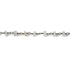 4-4.5mm Matte Aquamarine & Beryl rondelle Black Gold Chain by the foot 25 pcs - Beadsofcambay.com