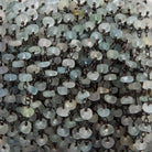 4-4.5mm Matte Aquamarine & Beryl rondelle Black Gold Chain by the foot 25 pcs - Beadsofcambay.com