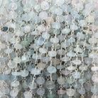 4-4.5mm Matte Aquamarine & Beryl rondelle Silver Chain by the foot 25 pcs - Beadsofcambay.com