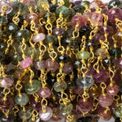 4-4.5mm Multi Color Tourmaline faceted rondelle Vermeil Chain by the foot 35 beads - Beadsofcambay.com