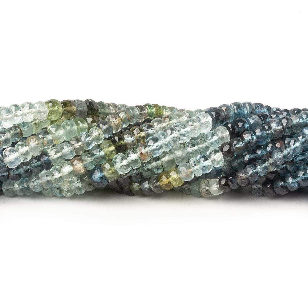 4-4.5mm Multi Moss Aquamarine faceted rondelle beads 14 inch 127 pieces - Beadsofcambay.com